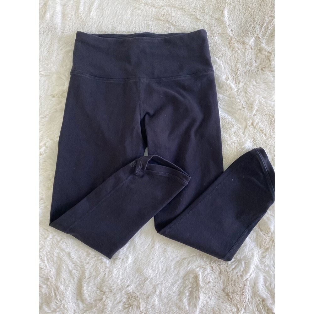 Athleta Womens Black High Rise Diagonal Cropped Hem Leggings Cotton Spandex XS